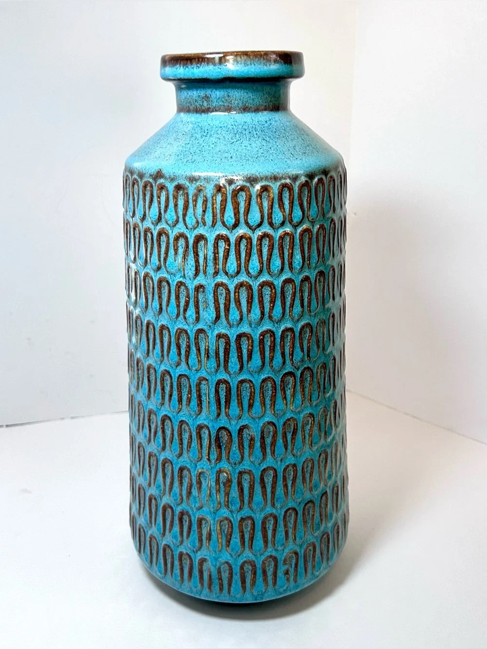 West Elm Glazed Ceramic Turquoise Scandinavian Style 12” Vase